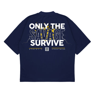 Only the Savage Survive 6.5oz Tee Shirt - Navy