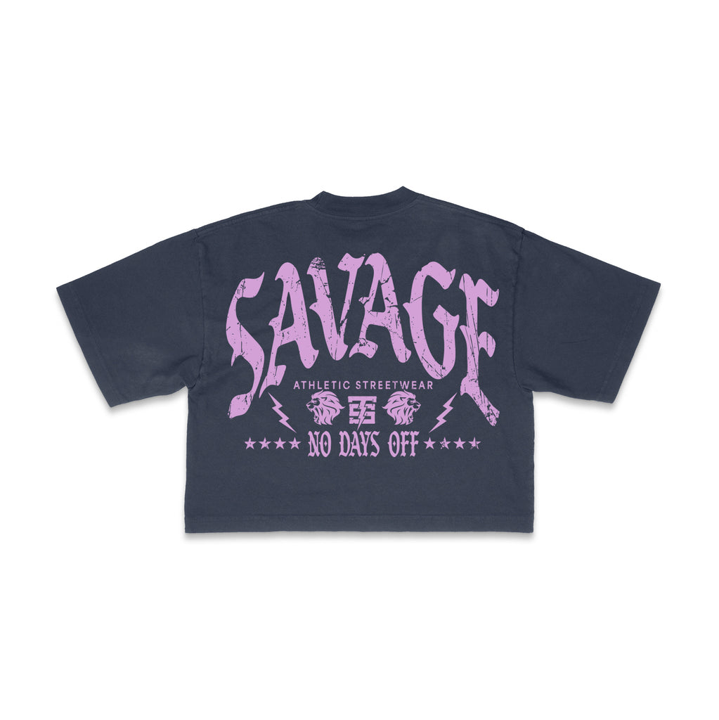 No Days Off Oversize Crop Tee | Navy