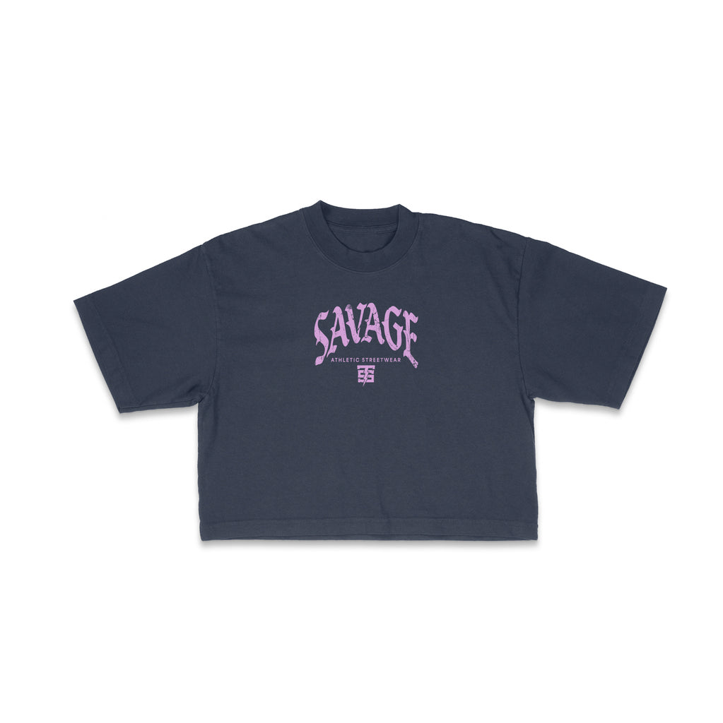 No Days Off Oversize Crop Tee | Navy