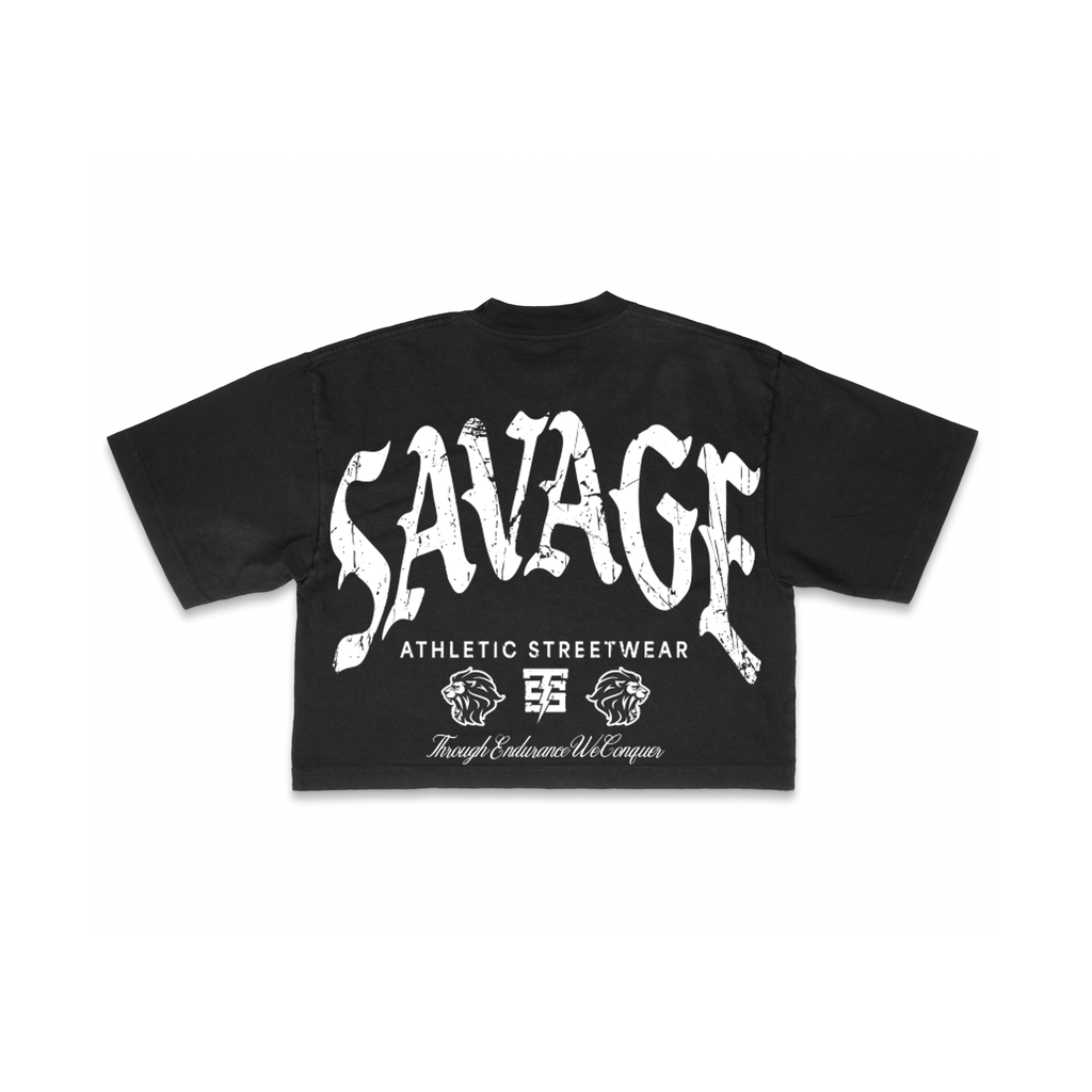 Savage Oversize Crop Tee | Black