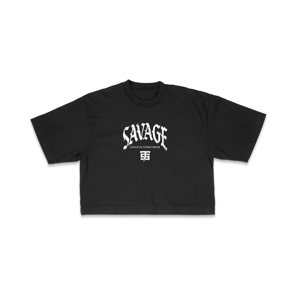 Savage Oversize Crop Tee | Black
