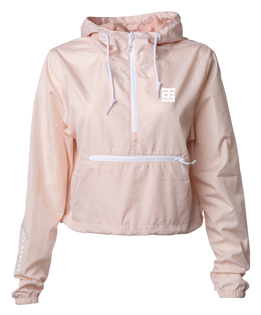 TS Lightweight Pullover Crop Windbreaker in light pink