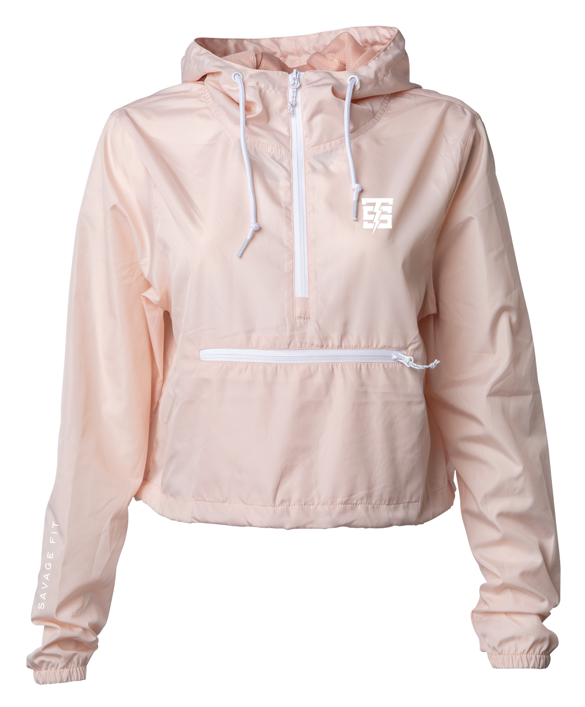 TS Lightweight Pullover Crop Windbreaker in light pink