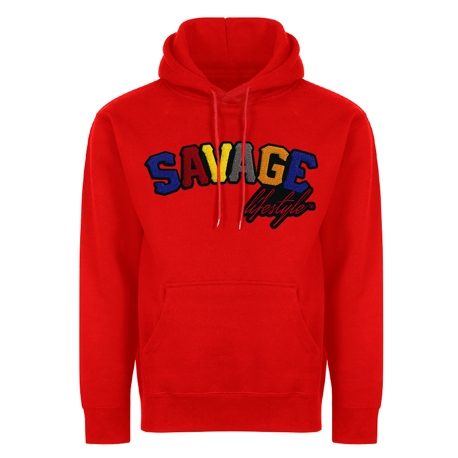 Savage Hoodie with multicolor patch in red Savage Lifestyle