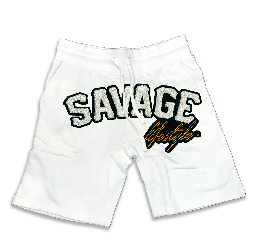 Savage All White jogger shorts in white