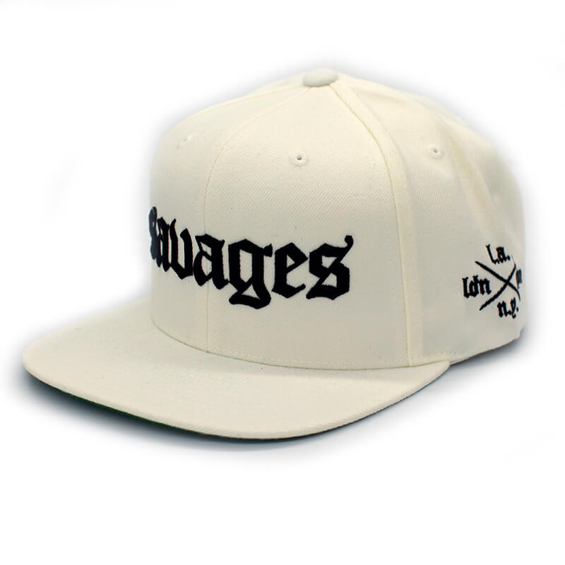 Savages Old English Snapback in white